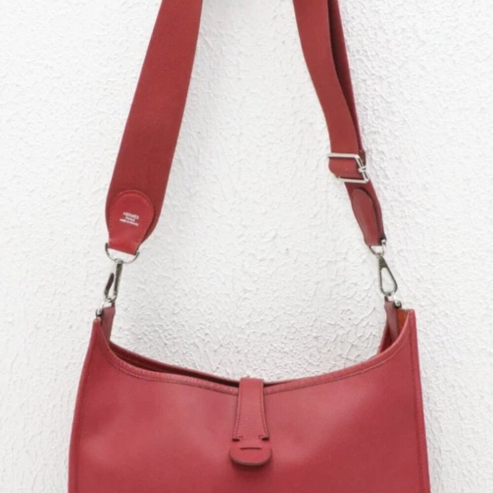 Hermes Taurillon Clemence Evelyne III GM Shoulder Bag - Dark Fuchia Pink - Picture 7 of 15